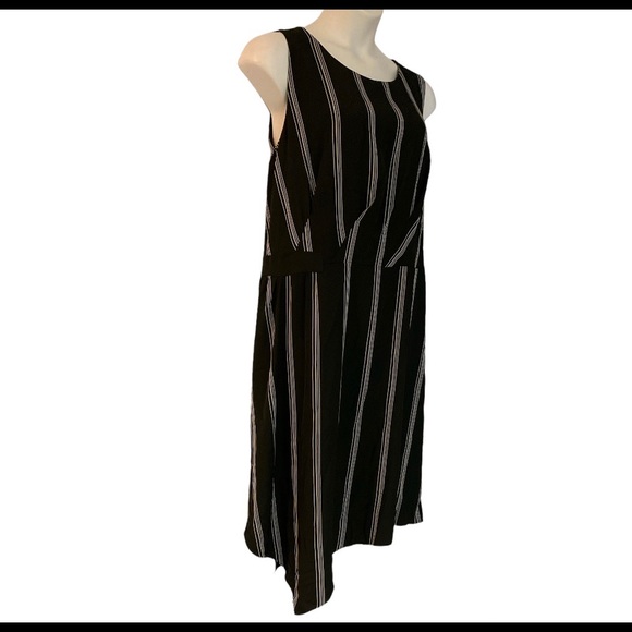 ❤️Rachel Roy Pinstripe Sleeveless Below Knee Fall Summer Office Night Out Dress - Picture 3 of 13